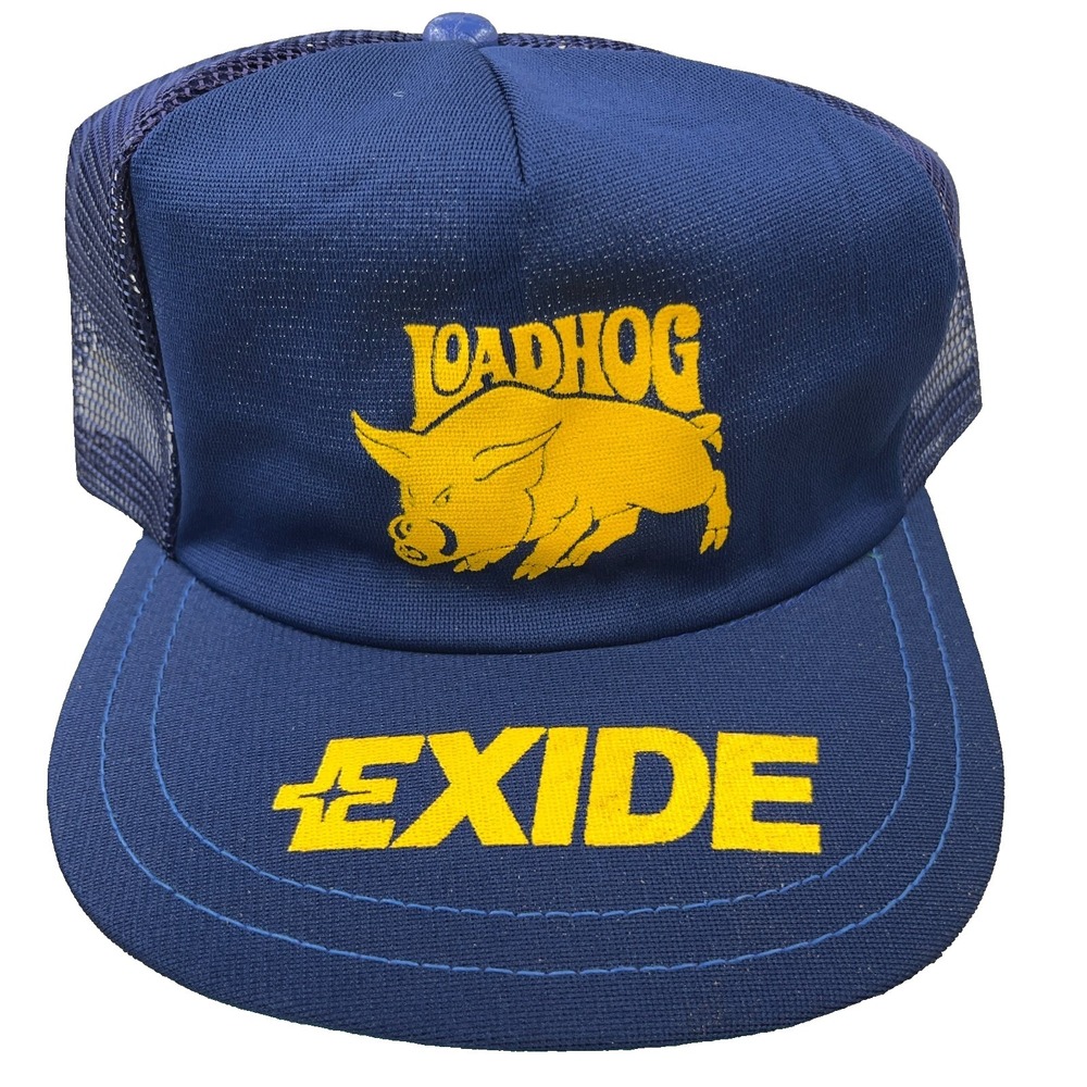 Vintage Loadhog Trucker Hat Cap Snap Back Patch‎ 90s Exide Coal Mining Batteries